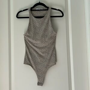 Gaze women soft leopard animal print tank stretchy BodyCon bodysuit snaps XS